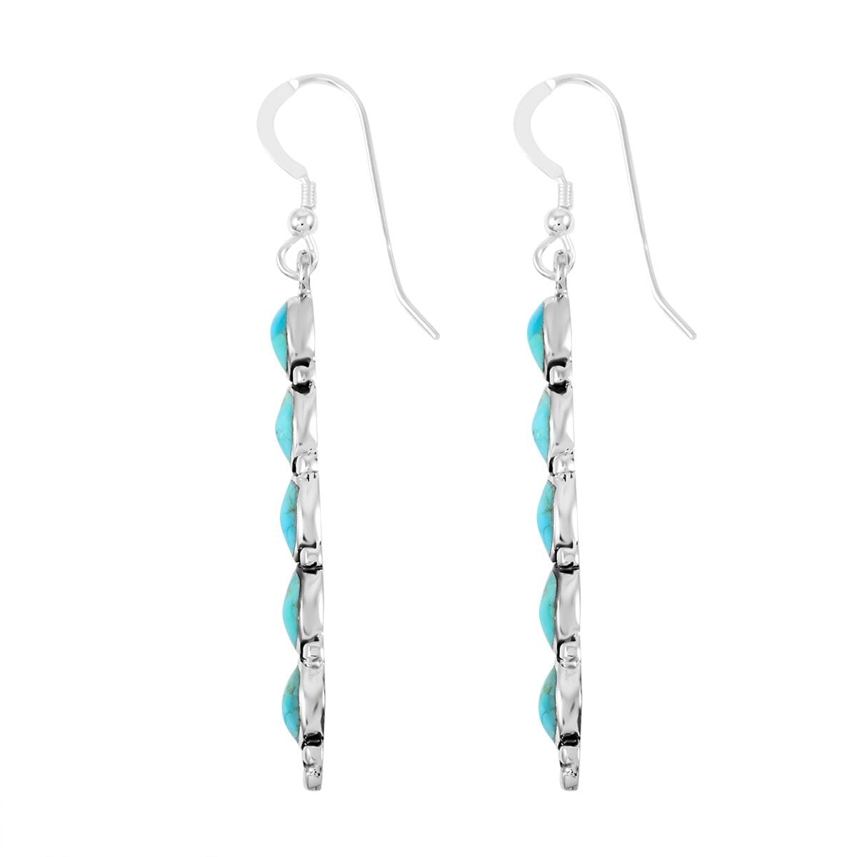 Santa Fe Style Kingman Turquoise 4.50 ctw Earrings in Sterling Silver image number 3