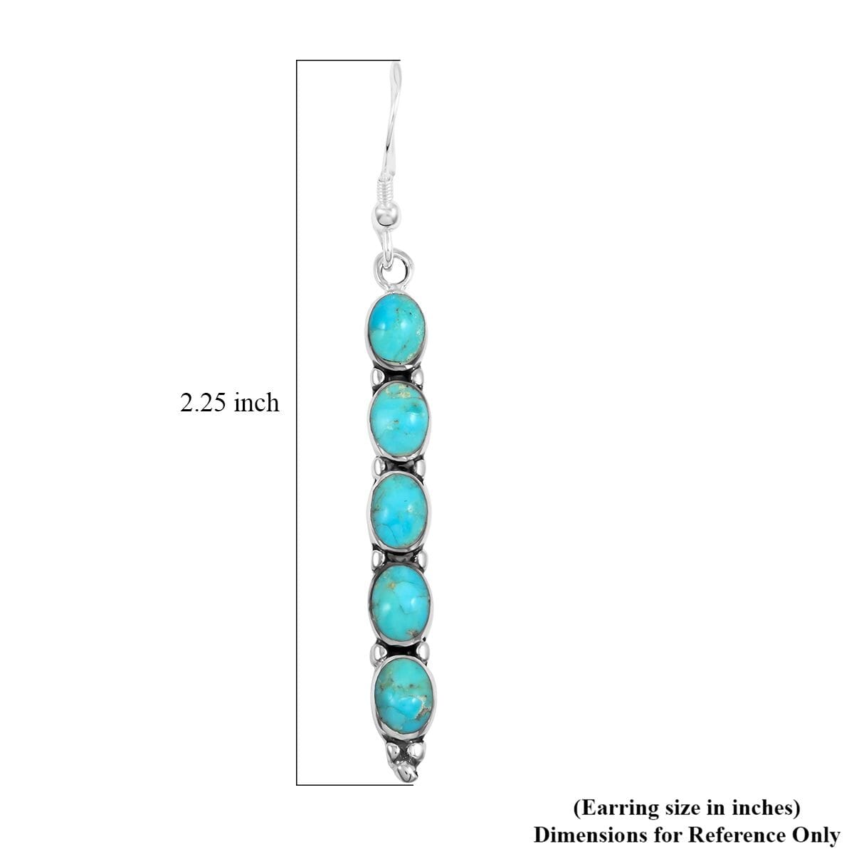 Santa Fe Style Kingman Turquoise 4.50 ctw Earrings in Sterling Silver image number 4
