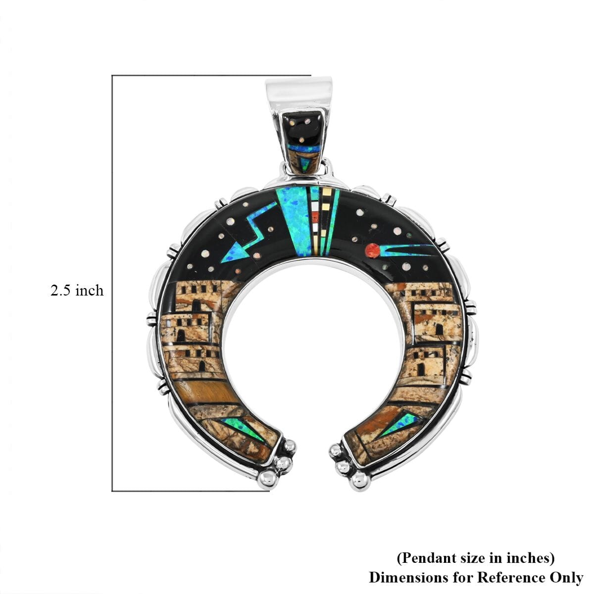 Santa Fe Style Black Onyx 48.00 ctw Pueblo Pendant in Sterling Silver image number 4