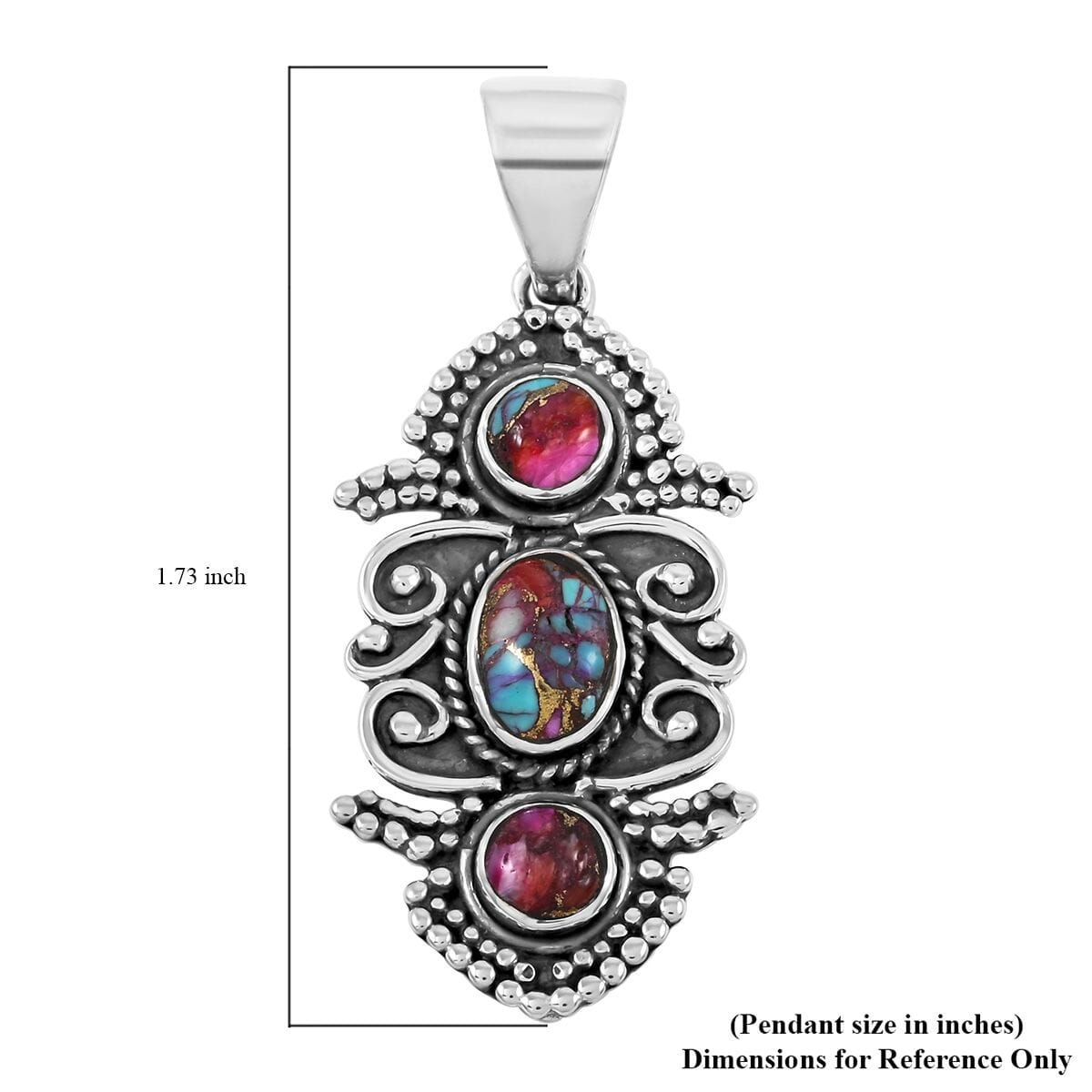 Santa Fe Style Rainbow Multi Gemstone Pendant in Sterling Silver 5.50 ctw image number 4