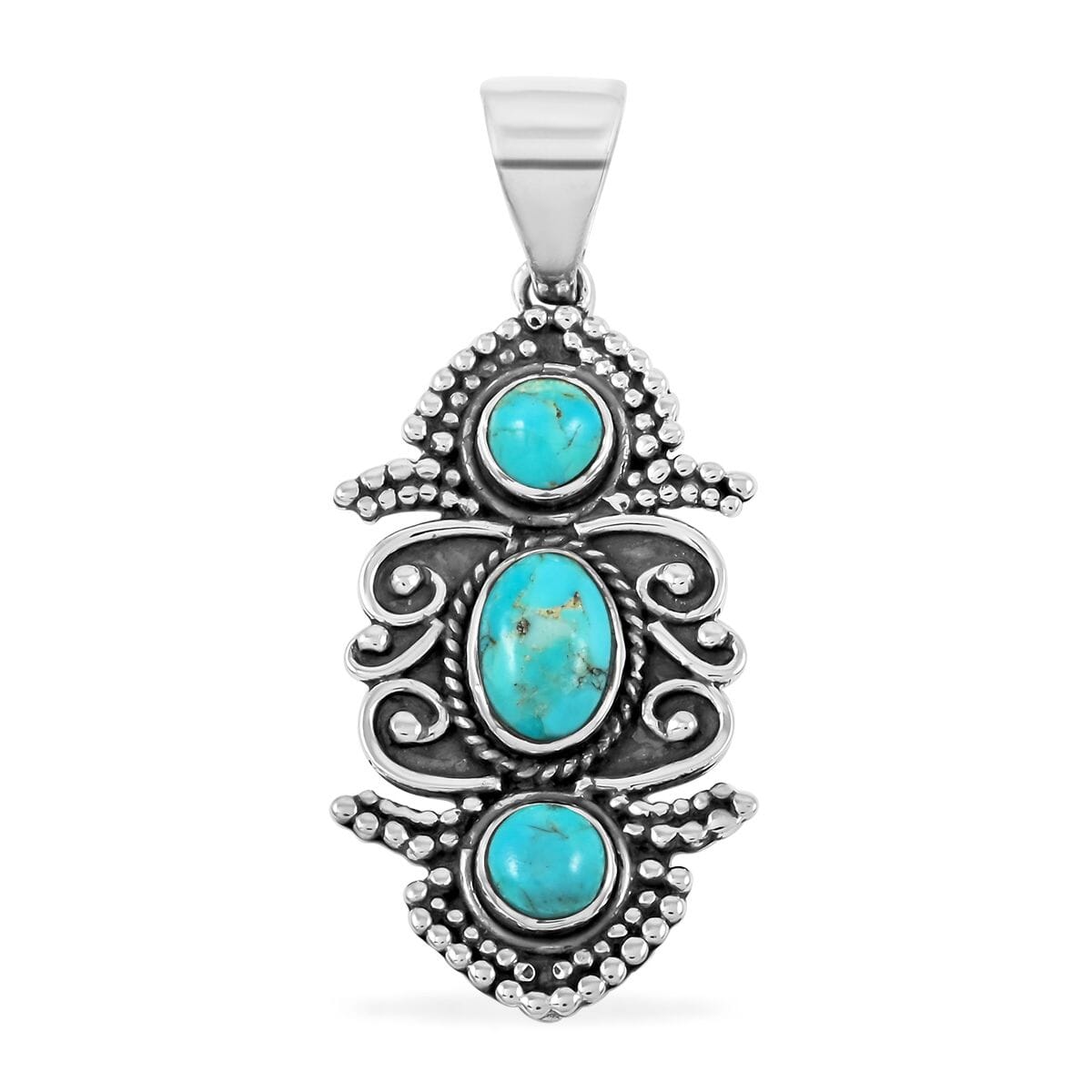 Santa Fe Style Kingman Turquoise Pendant in Sterling Silver 5.50 ctw image number 0