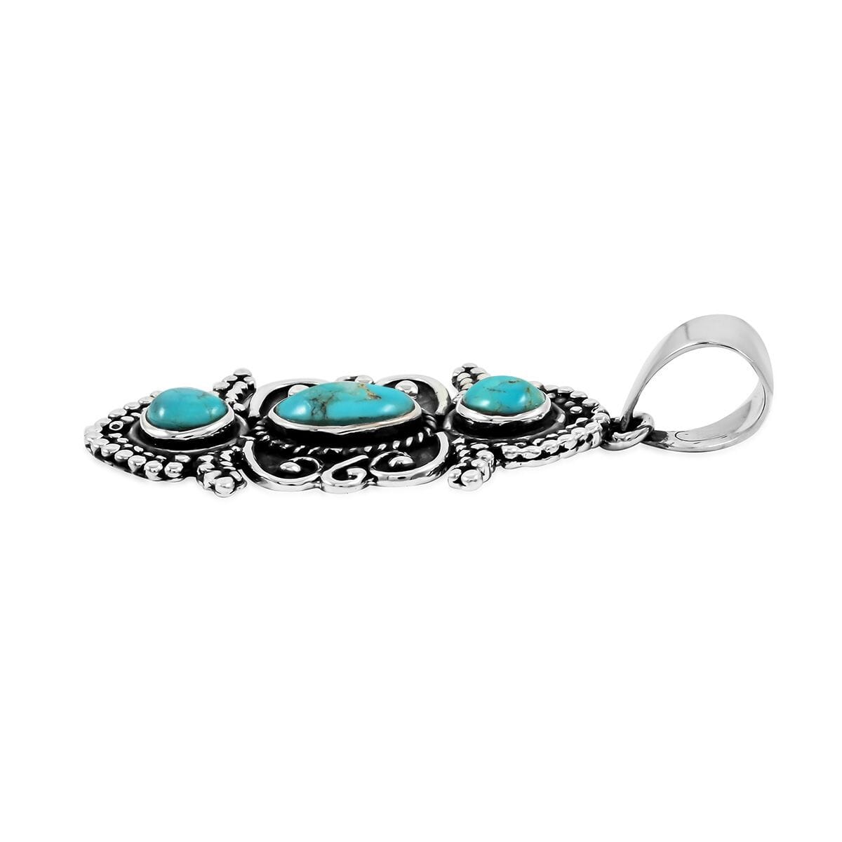 Santa Fe Style Kingman Turquoise Pendant in Sterling Silver 5.50 ctw image number 3