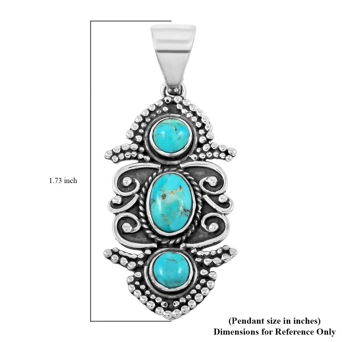 Santa Fe Style Kingman Turquoise Pendant in Sterling Silver 5.50 ctw image number 4