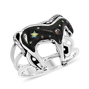 Santa Fe Style Black Onyx 3.50 ctw Horse Ring in Sterling Silver (Size 11.0)
