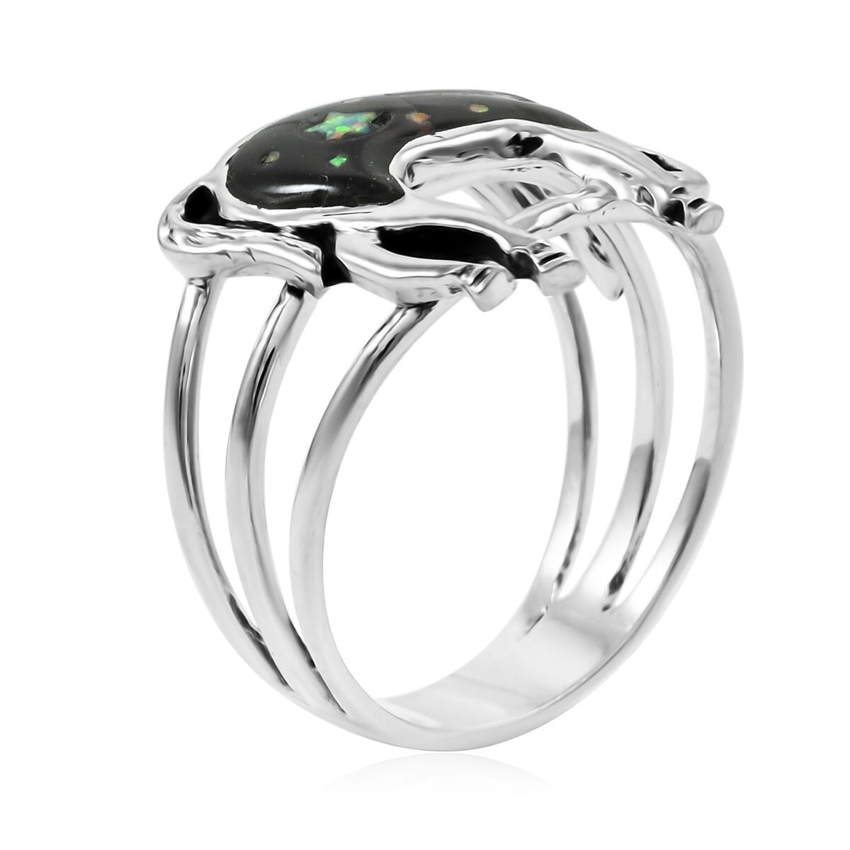 Santa Fe Style Black Onyx 3.50 ctw Horse Ring in Sterling Silver (Size 11.0) image number 3