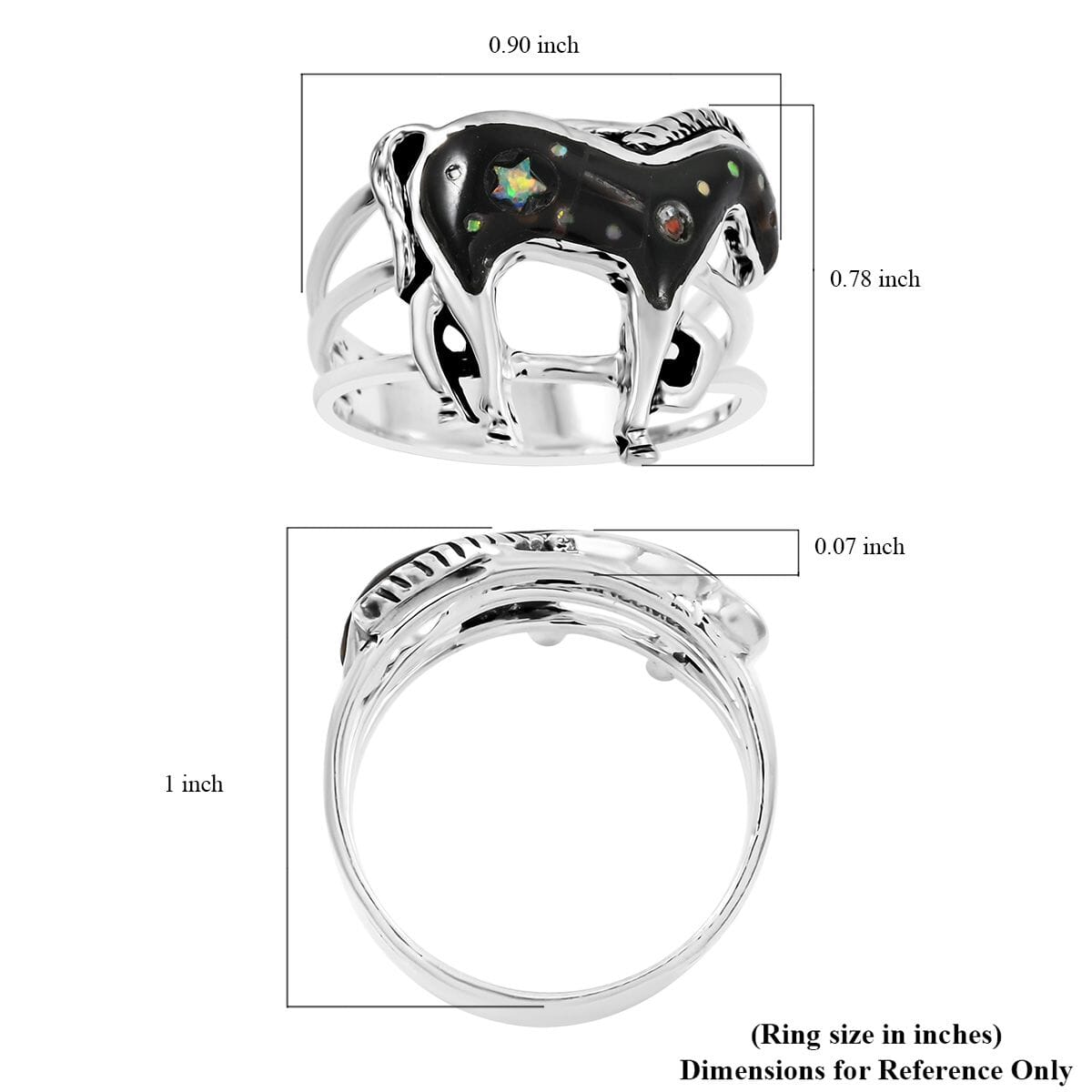 Santa Fe Style Black Onyx 3.50 ctw Horse Ring in Sterling Silver (Size 11.0) image number 4