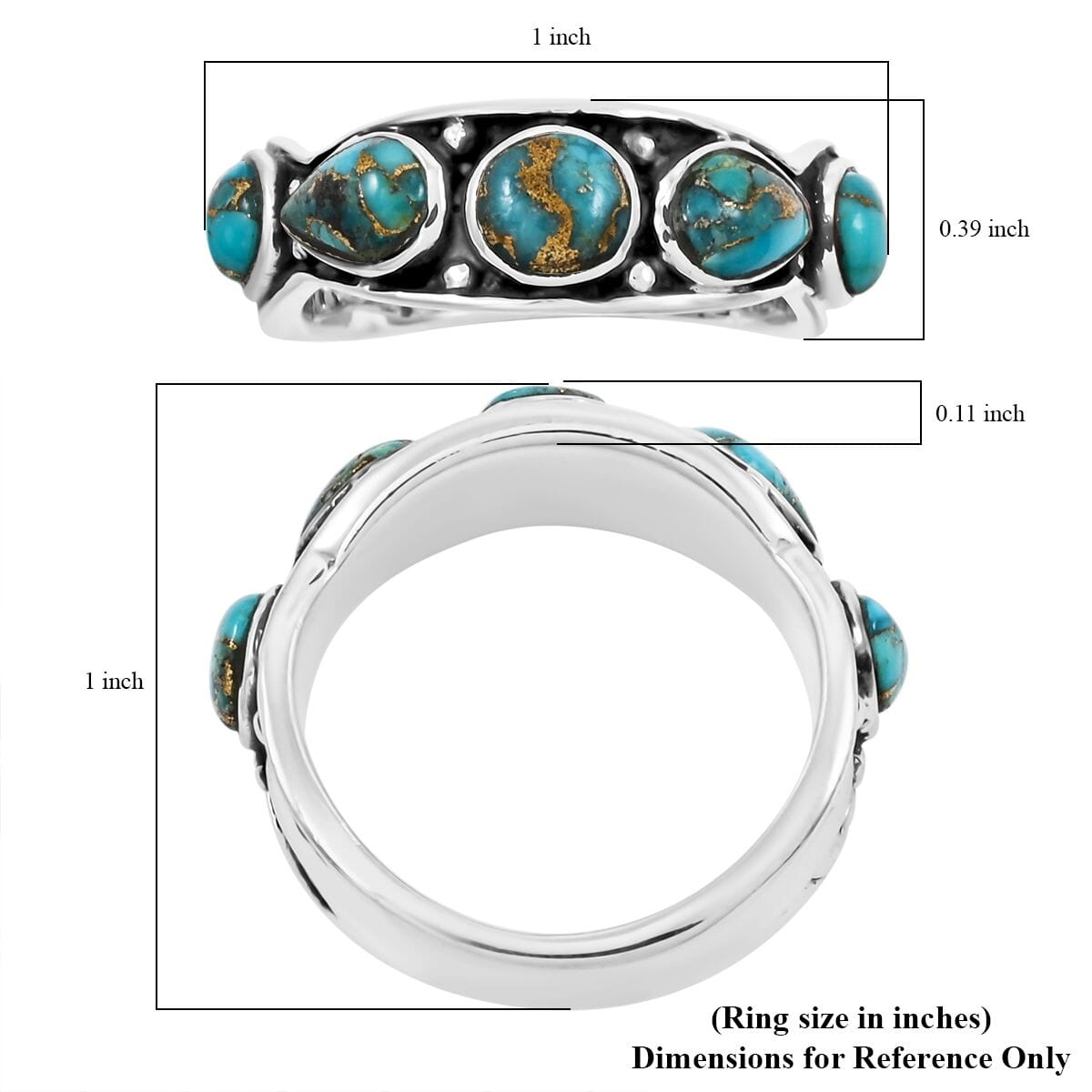 Santa Fe Style Mojave Turquoise 6.10 ctw Ring in Sterling Silver (Size 10.0) image number 4