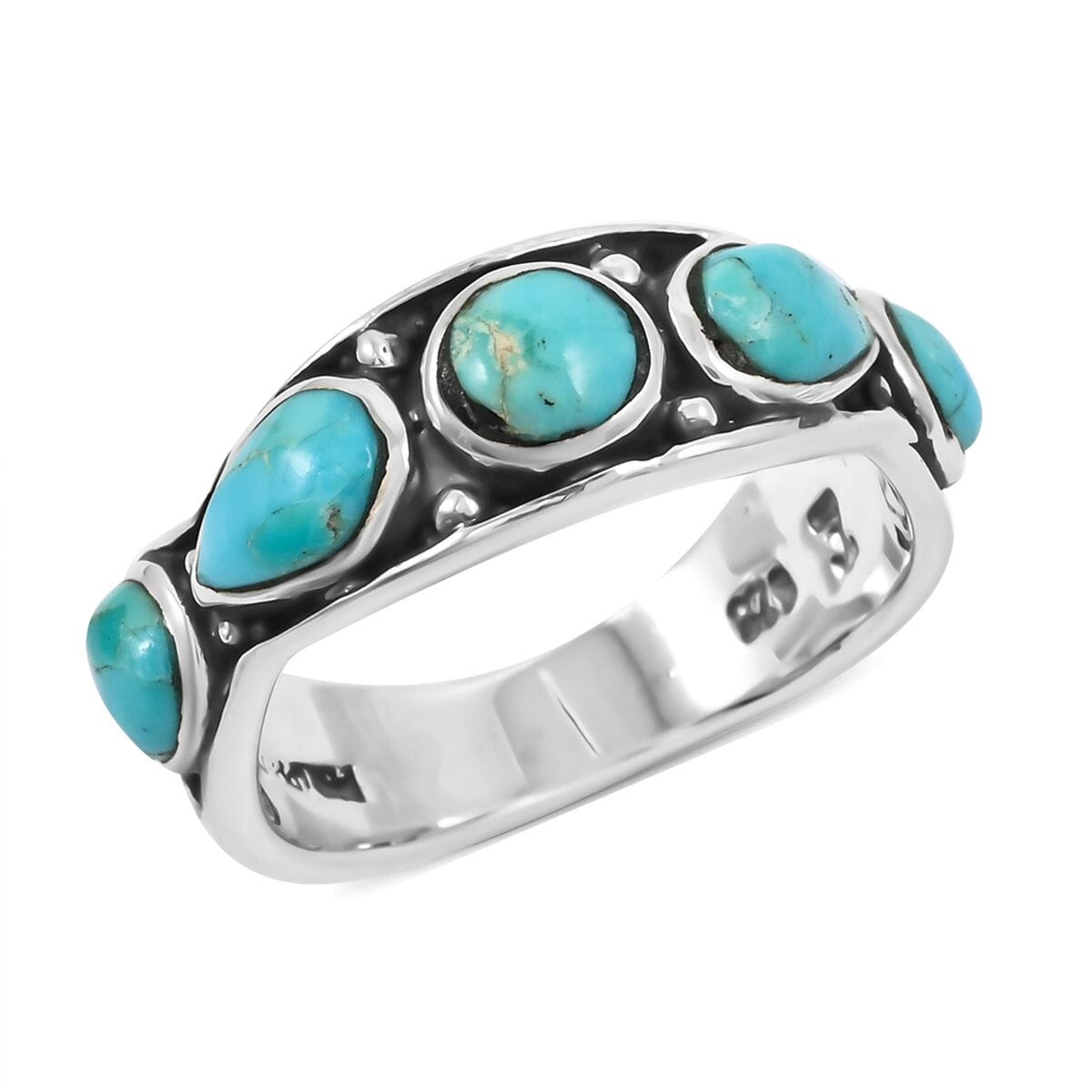 Santa Fe Style Kingman Turquoise 6.00 ctw Ring in Sterling Silver (Size 10.0) image number 0