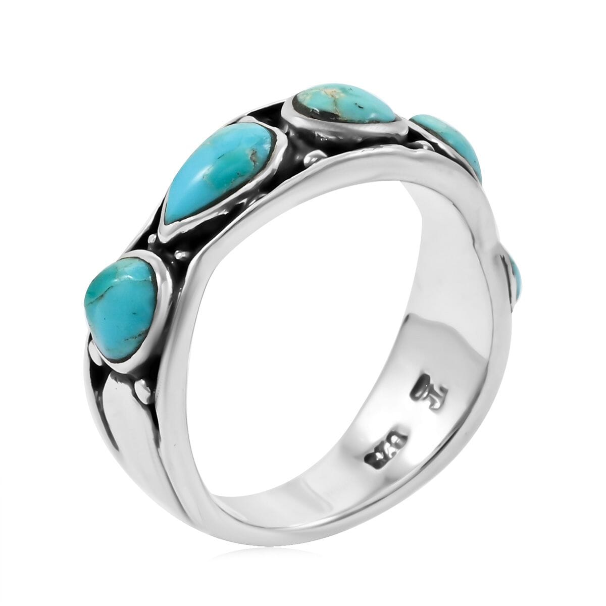 Santa Fe Style Kingman Turquoise 6.00 ctw Ring in Sterling Silver (Size 10.0) image number 3