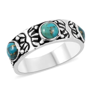 Santa Fe Style Mojave Turquoise 3.00 ctw Ring in Sterling Silver (Size  10.0)