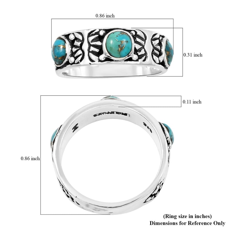 Santa Fe Style Mojave Turquoise 3.00 ctw Ring in Sterling Silver (Size  10.0)