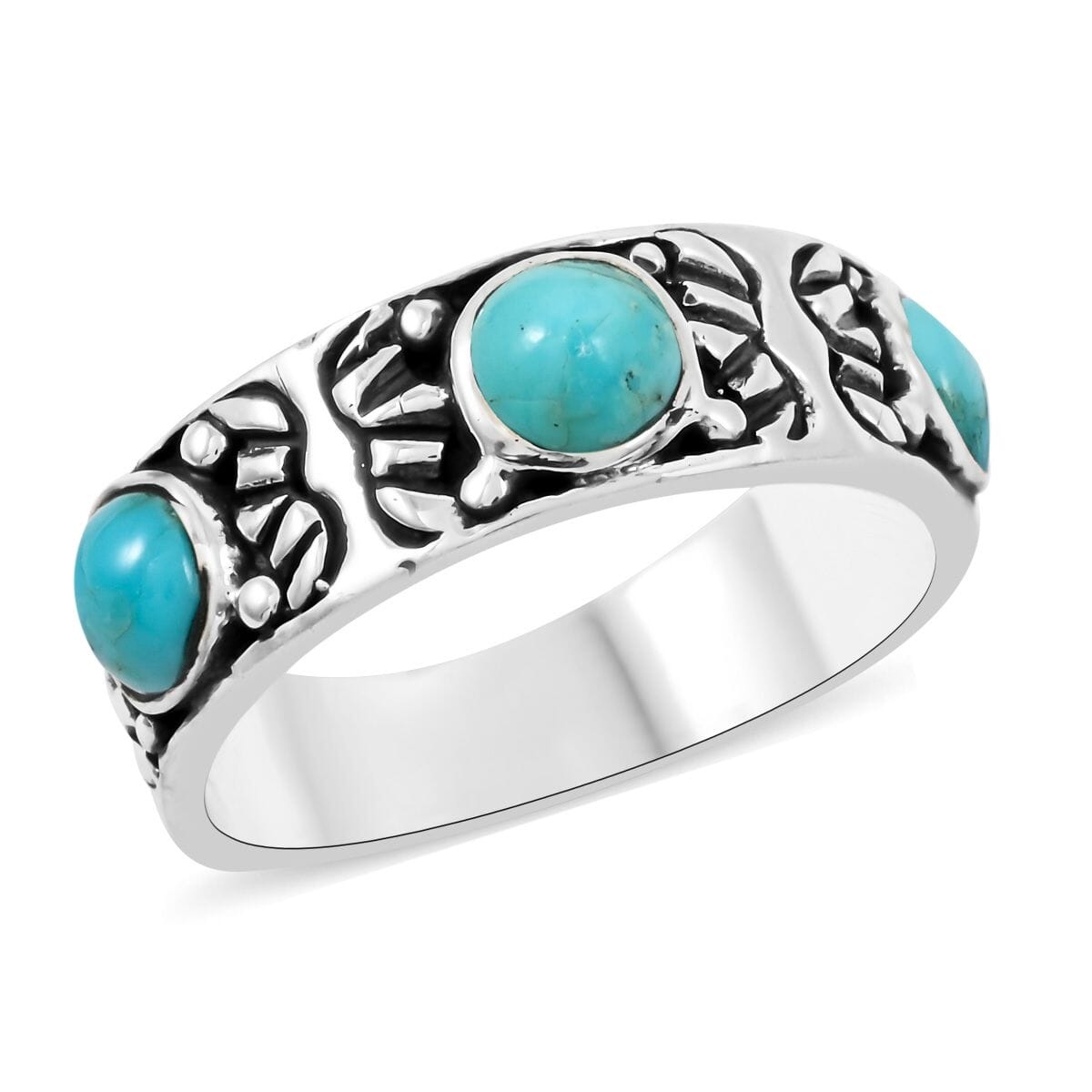 Santa Fe Style Kingman Turquoise 3.00 ctw Ring in Sterling Silver (Size  11.0) image number 0