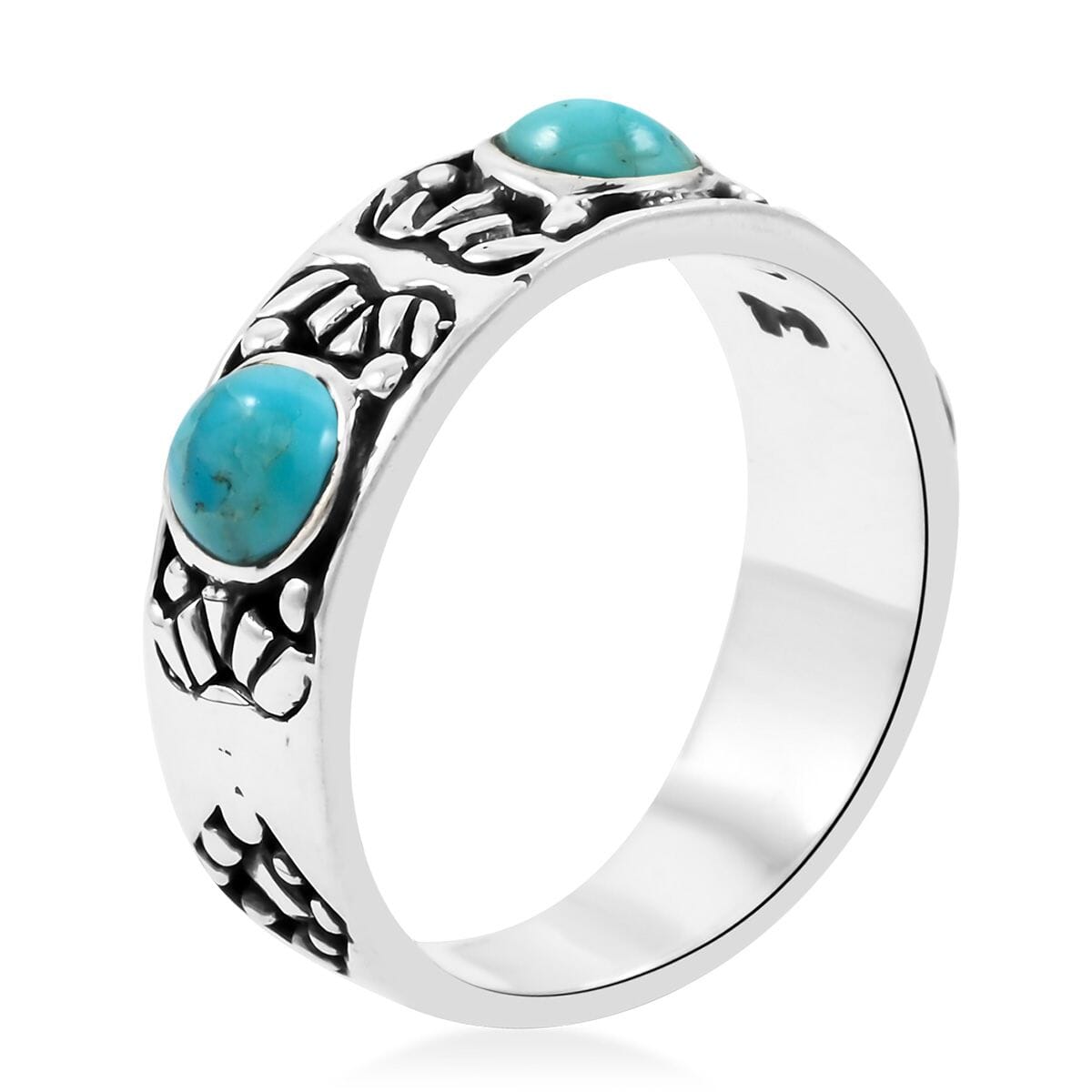 Santa Fe Style Kingman Turquoise 3.00 ctw Ring in Sterling Silver (Size  11.0) image number 3