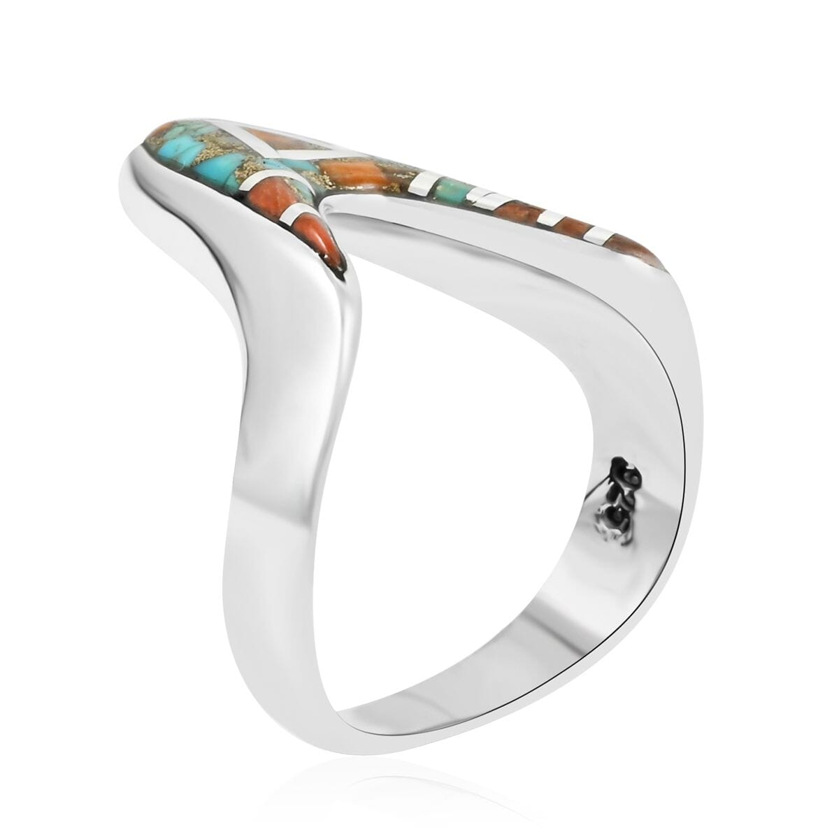 Santa Fe Style Spiny Turquoise 6.00 ctw Ring in Sterling Silver (Size 10.0) image number 3