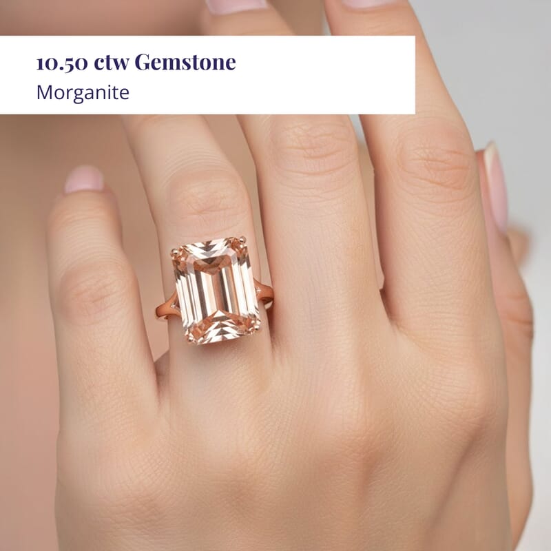 Certified & Appraised Luxoro AAA Marropino Morganite 10.50 ctw Solitaire Ring in 14K Rose Gold (Size 6.0)