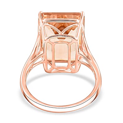 Certified & Appraised Luxoro AAA Marropino Morganite 10.50 ctw Solitaire Ring in 14K Rose Gold (Size 6.0)