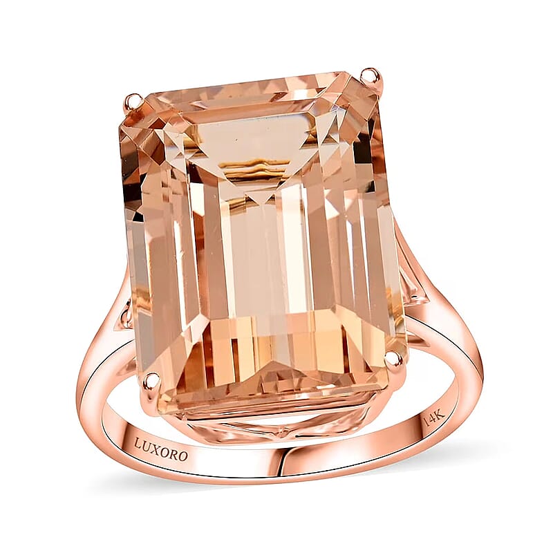 Certified & Appraised Luxoro AAA Marropino Morganite 10.50 ctw Solitaire Ring in 14K Rose Gold (Size 8.0)