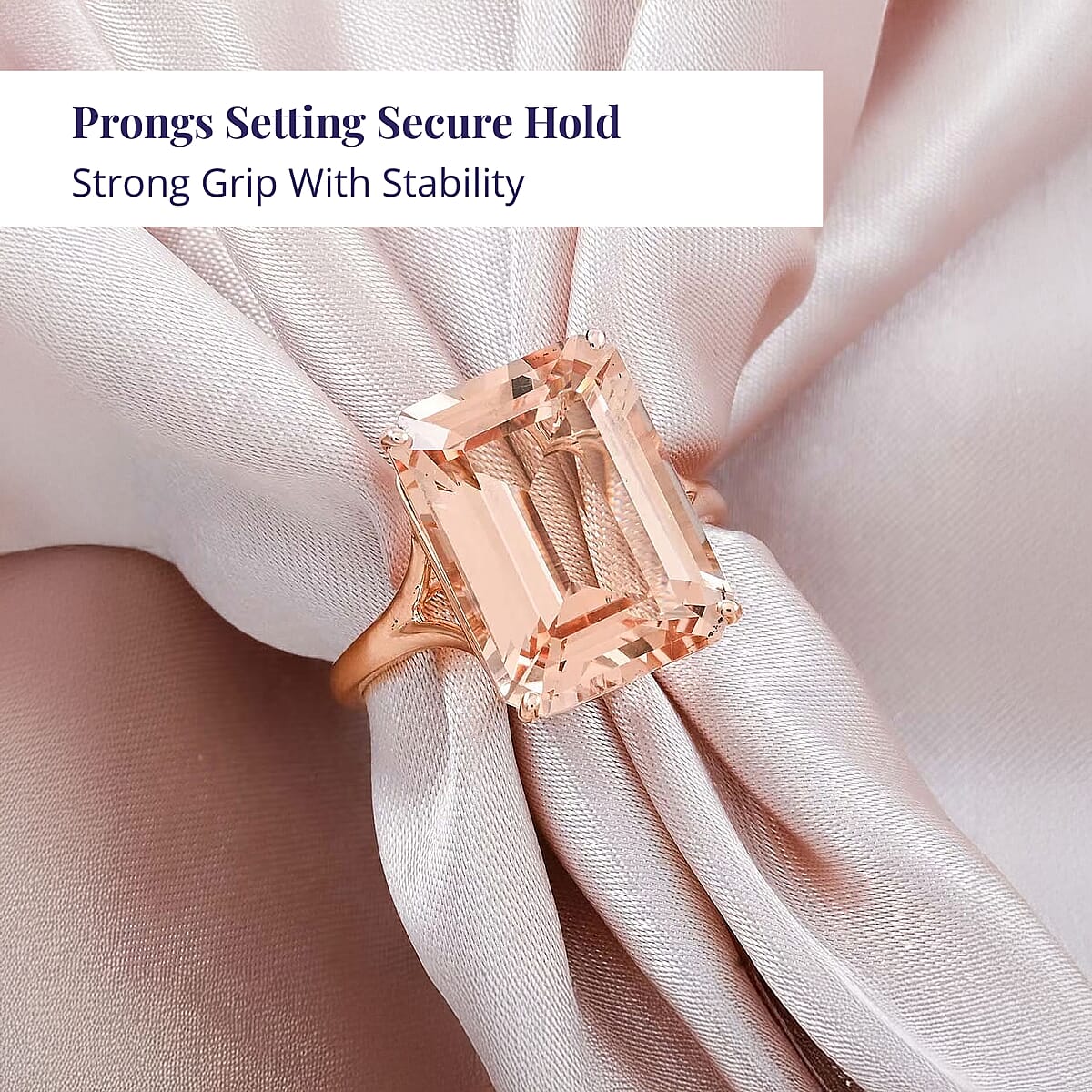 Certified & Appraised Luxoro AAA Marropino Morganite 10.50 ctw Solitaire Ring in 14K Rose Gold (Size 8.0) image number 3