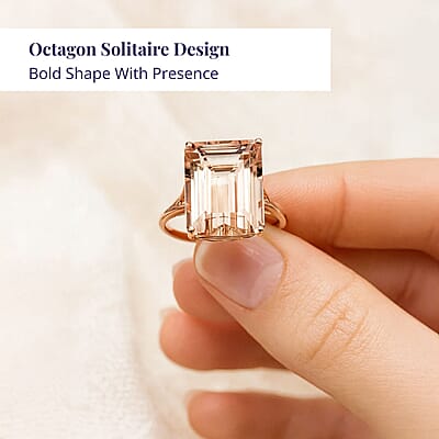 Certified & Appraised Luxoro AAA Marropino Morganite 10.50 ctw Solitaire Ring in 14K Rose Gold (Size 8.0)