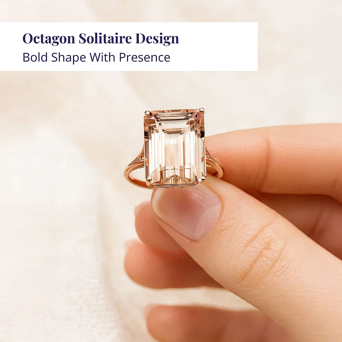 Certified & Appraised Luxoro 14K Rose Gold AAA Marropino Morganite Solitaire Ring (Size 9.5) 10.50 ctw image number 4