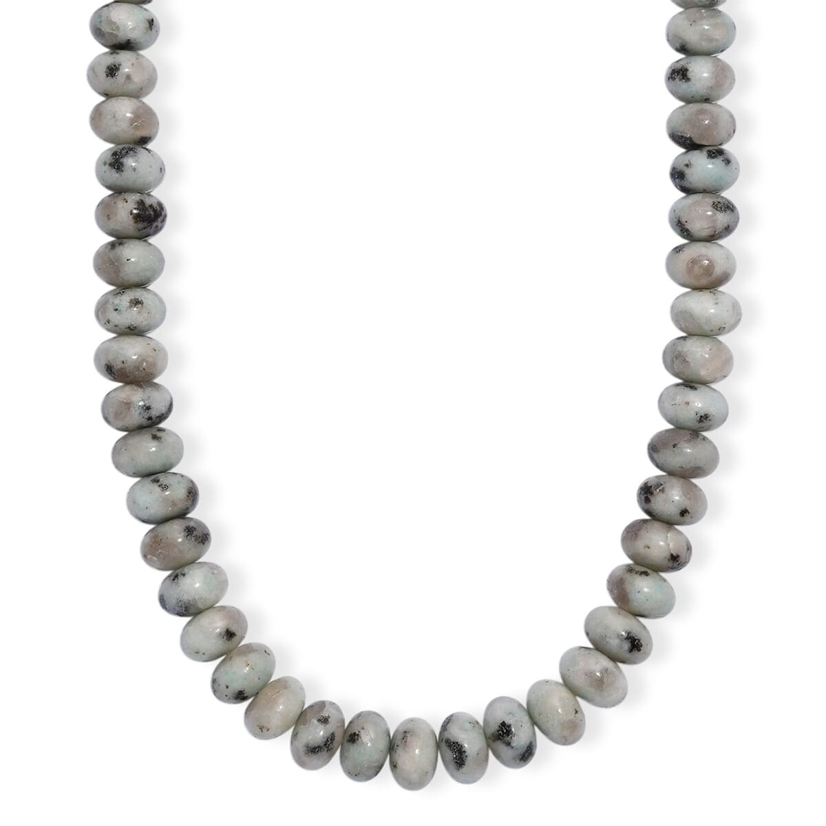 Karis Green Kiwi Jasper Beaded 305.00 ctw Necklace 18 Inches in Platinum Bond  image number 0