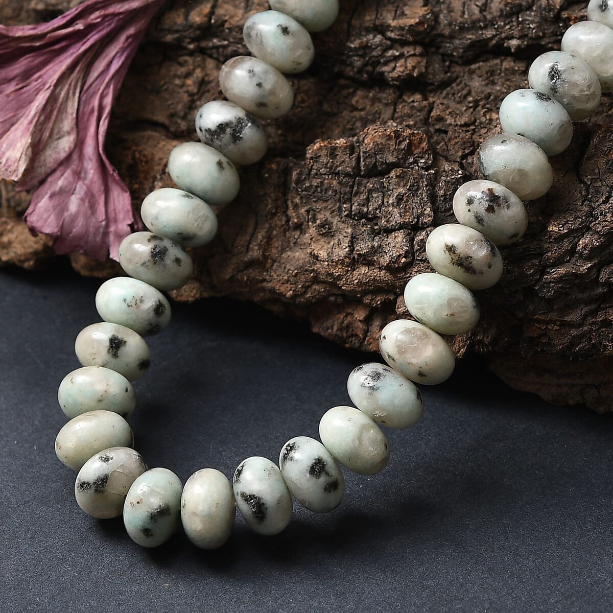 Karis Green Kiwi Jasper Beaded 305.00 ctw Necklace 18 Inches in Platinum Bond  image number 1