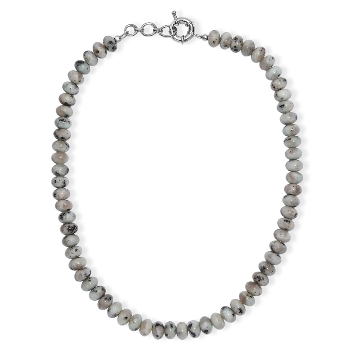 Karis Green Kiwi Jasper Beaded 305.00 ctw Necklace 18 Inches in Platinum Bond  image number 3