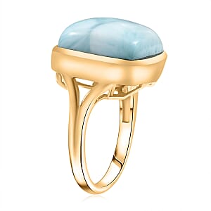 D'Joy Larimar 13.65 ctw Hidden Reef Ring in 18K Vermeil Yellow Gold Over Sterling Silver (Size 10.0)