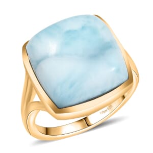 D’Joy Larimar 13.50 ctw Hidden Reef Ring in 18K Vermeil Yellow Gold Over Sterling Silver (Size 7.0)