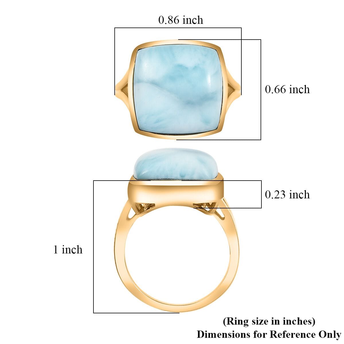 D’Joy Larimar 13.50 ctw Hidden Reef Ring in 18K Vermeil Yellow Gold Over Sterling Silver (Size 7.0) image number 4