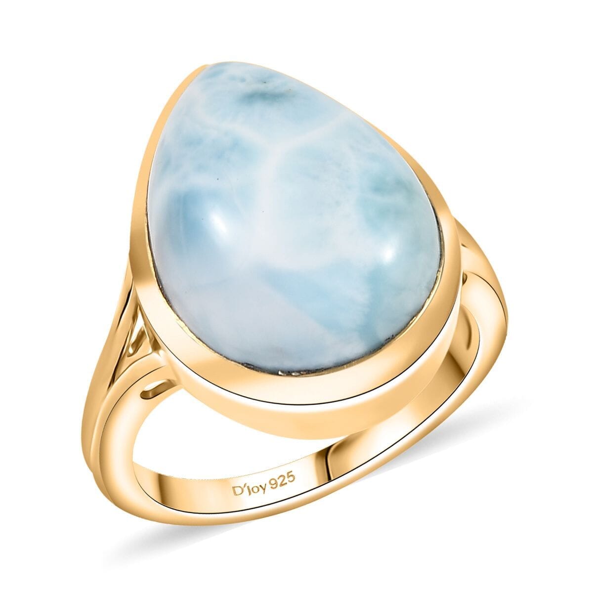 D’Joy Larimar 12.15 ctw Hidden Reef Ring in 18K Vermeil Yellow Gold Over Sterling Silver (Size 7.0) image number 0