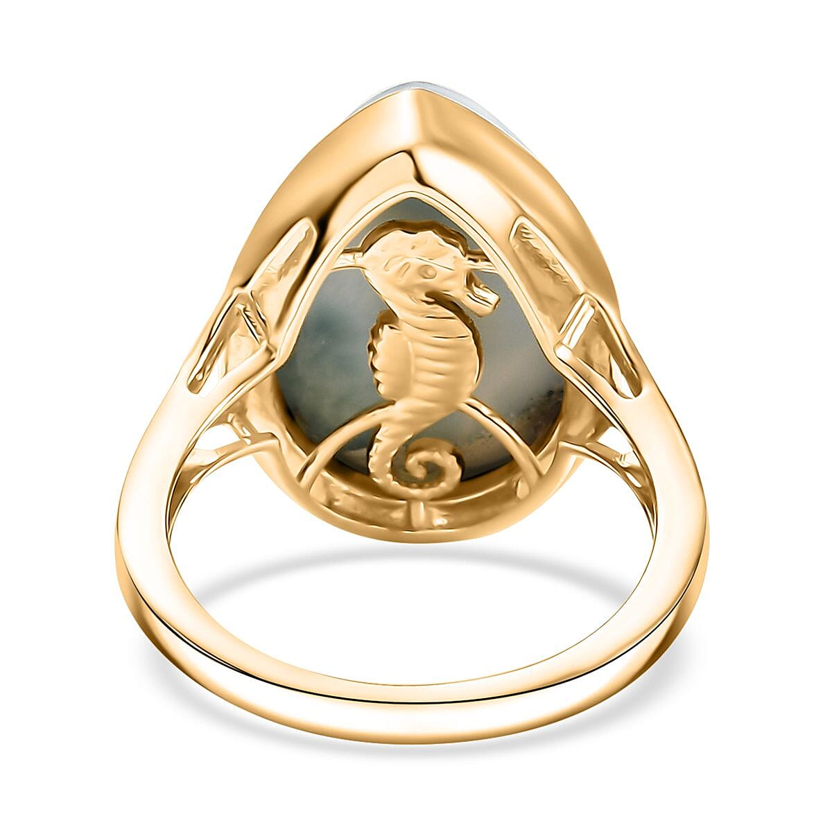 D'Joy Larimar 12.15 ctw Hidden Reef Ring in 18K Vermeil Yellow Gold Over Sterling Silver (Size 7.0) image number 4