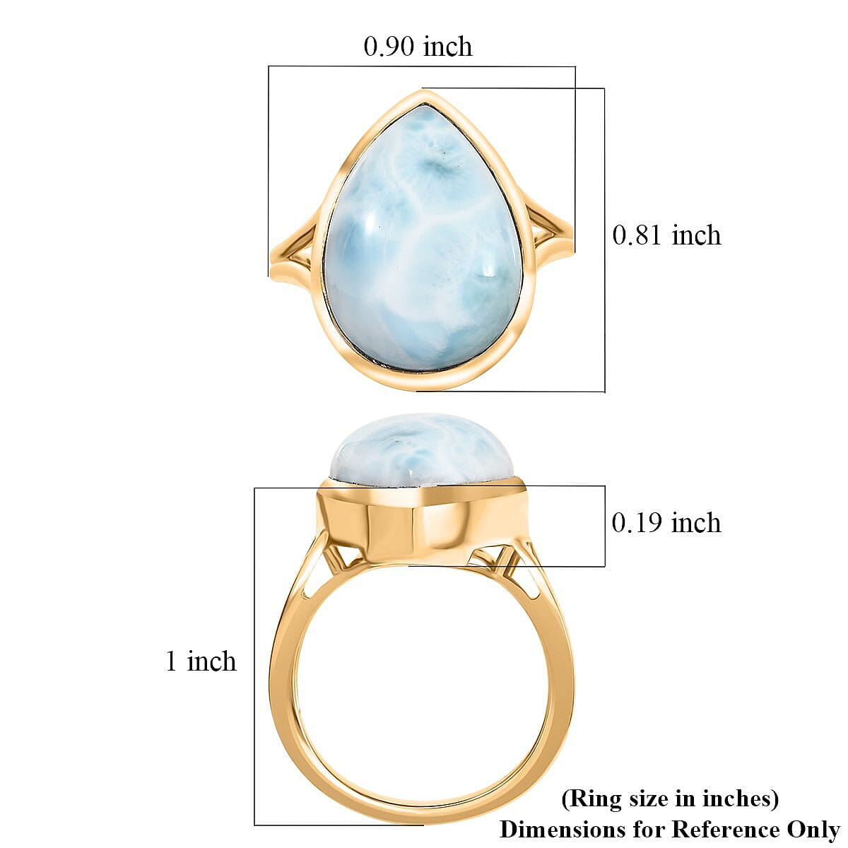 D'Joy Larimar 12.15 ctw Hidden Reef Ring in 18K Vermeil Yellow Gold Over Sterling Silver (Size 7.0) image number 5