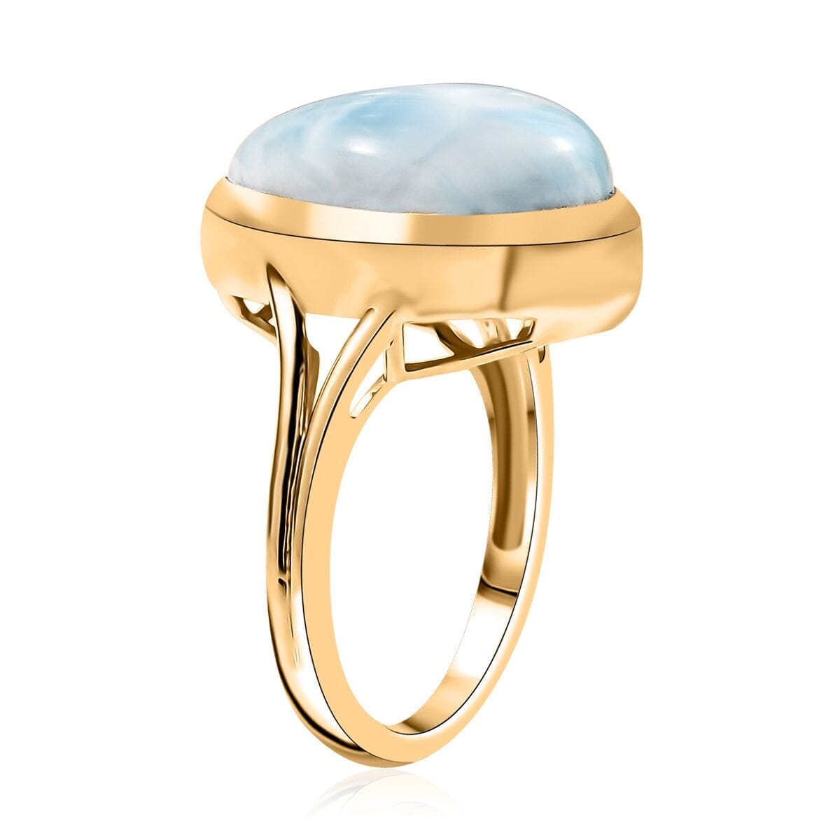 D’Joy Larimar 12.15 ctw Hidden Reef Ring in 18K Vermeil Yellow Gold Over Sterling Silver (Size 9.0) image number 3