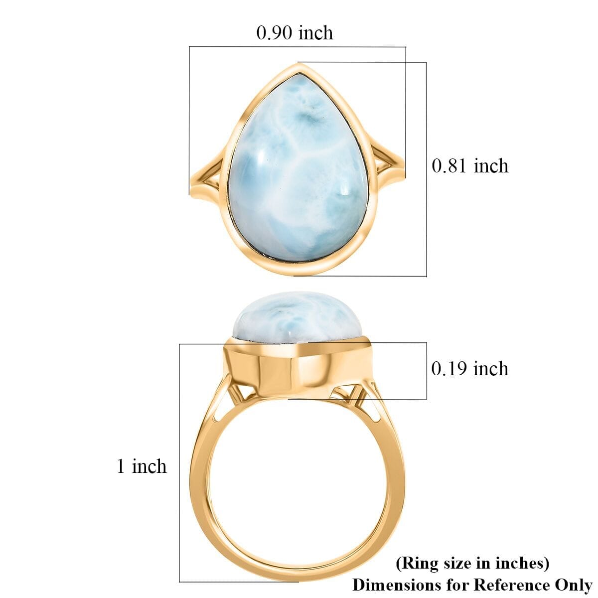 D’Joy Larimar 12.15 ctw Hidden Reef Ring in 18K Vermeil Yellow Gold Over Sterling Silver (Size 9.0) image number 5