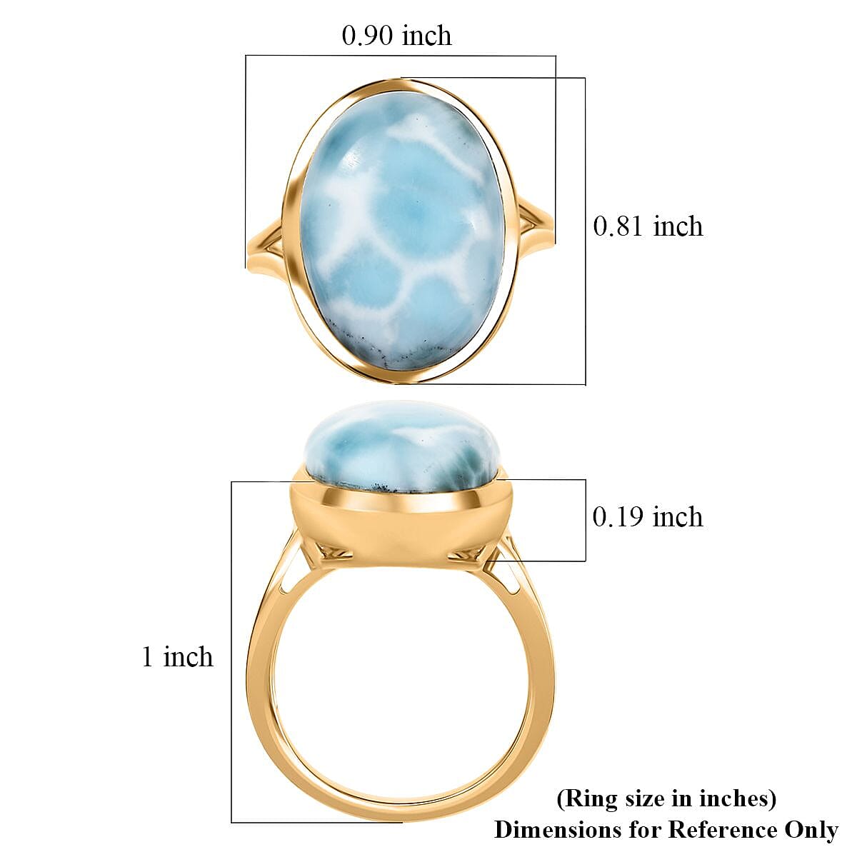 D'Joy Larimar 13.60 ctw Hidden Reef Ring in 18K Vermeil Yellow Gold Over Sterling Silver (Size 7.0) image number 5