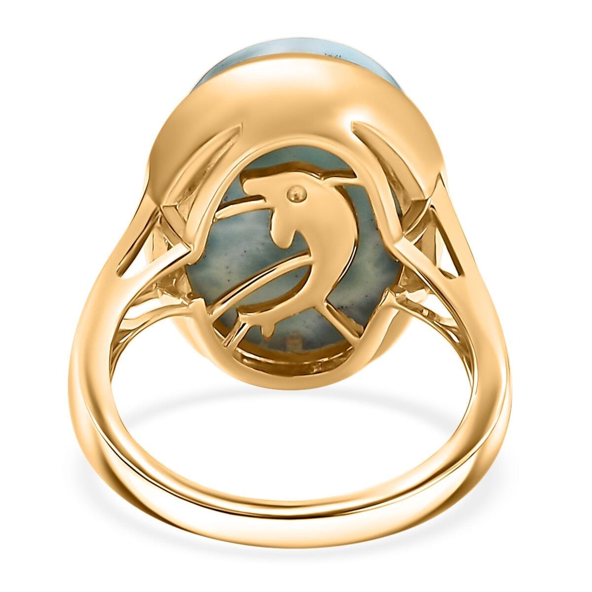 D’Joy Larimar 13.60 ctw Hidden Reef Ring in 18K Vermeil Yellow Gold Over Sterling Silver (Size 8.0) image number 4