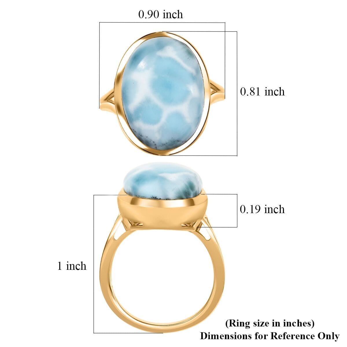 D’Joy Larimar 13.60 ctw Hidden Reef Ring in 18K Vermeil Yellow Gold Over Sterling Silver (Size 8.0) image number 5
