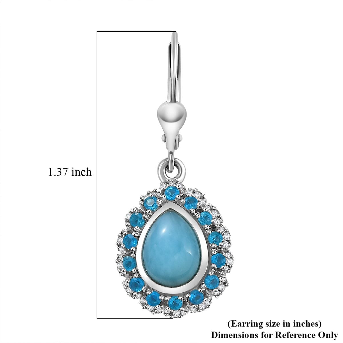 D’Joy Larimar and Multi Gemstone 3.85 ctw Ocean's Halo Earrings in Rhodium Over Sterling Silver image number 6
