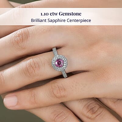 Certified & Appraised Luxoro 10K White Gold AAA Madagascar Pink Sapphire, Diamond G-H, I2 Ring (Size 5.0) 1.10 ctw
