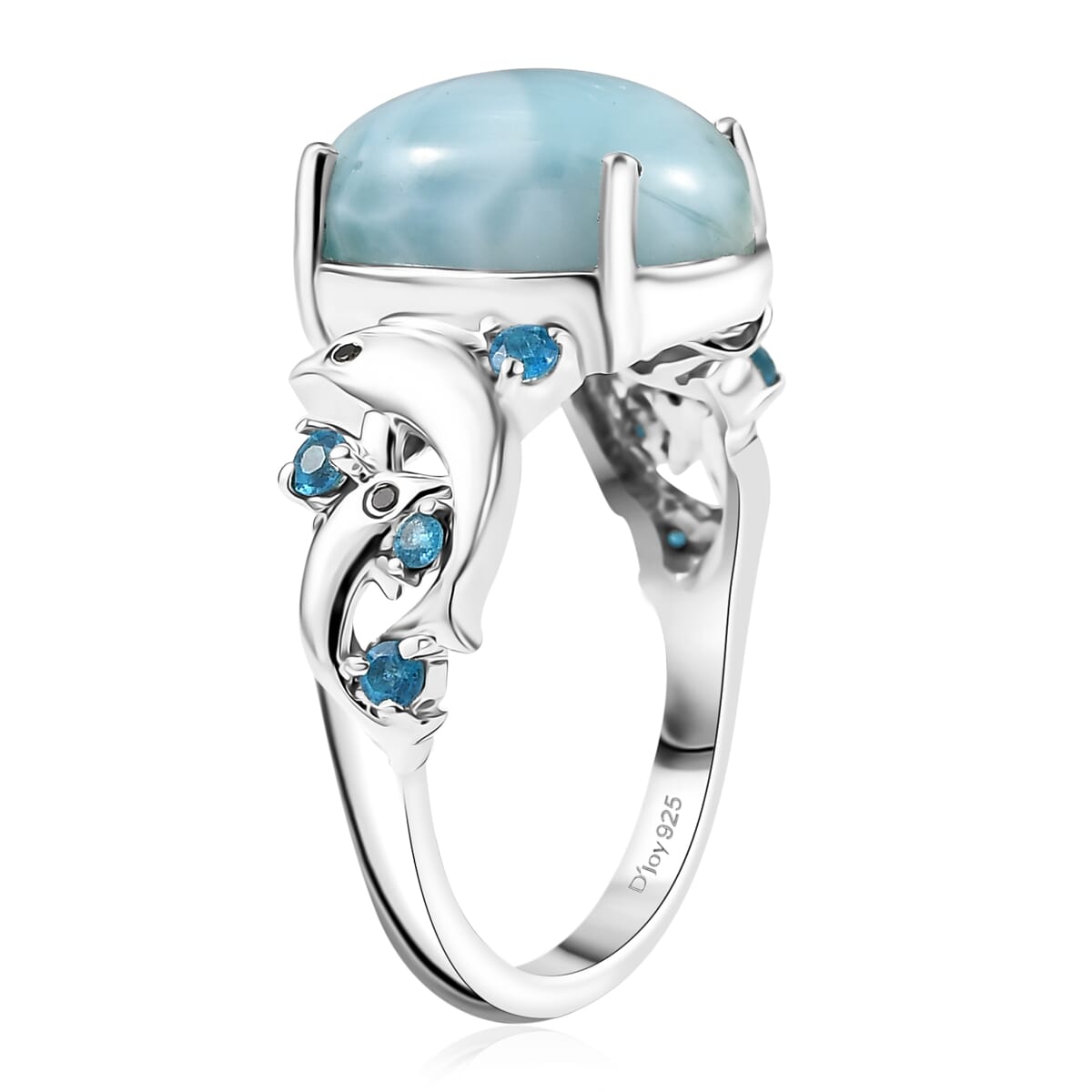 D’Joy Larimar and Multi Gemstone 7.35 ctw Ocean’s Joy Whispering Ring in Rhodium Over Sterling Silver (Size 10.0) image number 3