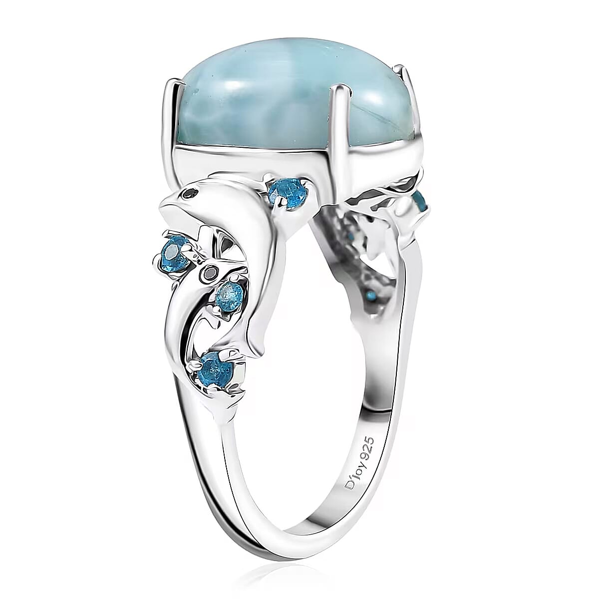 D&rsquo;Joy Larimar, Multi Gemstone Ring in Rhodium Over Sterling Silver (Size 10.0) 7.35 ctw image number 7