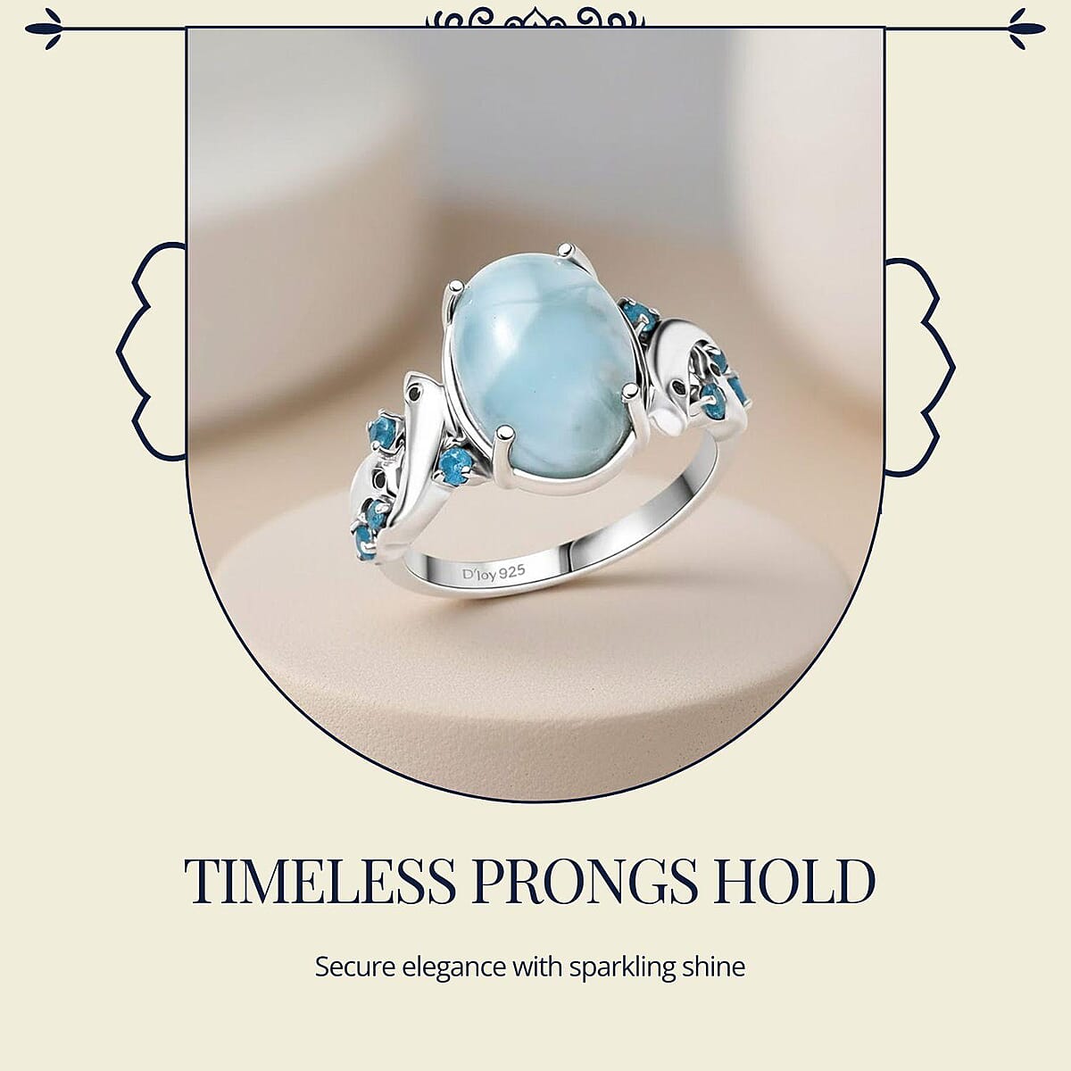 D'Joy Larimar and Multi Gemstone 7.35 ctw Ocean&rsquo;s Joy Whispering Ring in Rhodium Over Sterling Silver (Size 7.0) image number 2