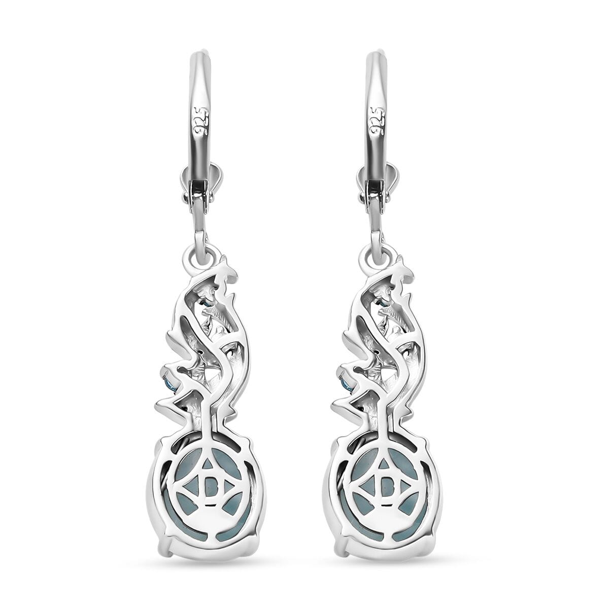 D’Joy Larimar and Multi Gemstone 7.40 ctw Ocean’s Joy Earrings in Rhodium Over Sterling Silver image number 4
