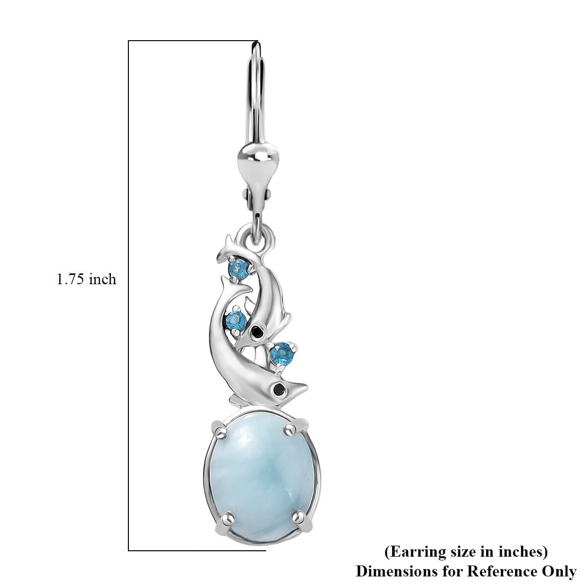 D’Joy Larimar and Multi Gemstone 7.40 ctw Ocean’s Joy Earrings in Rhodium Over Sterling Silver image number 5