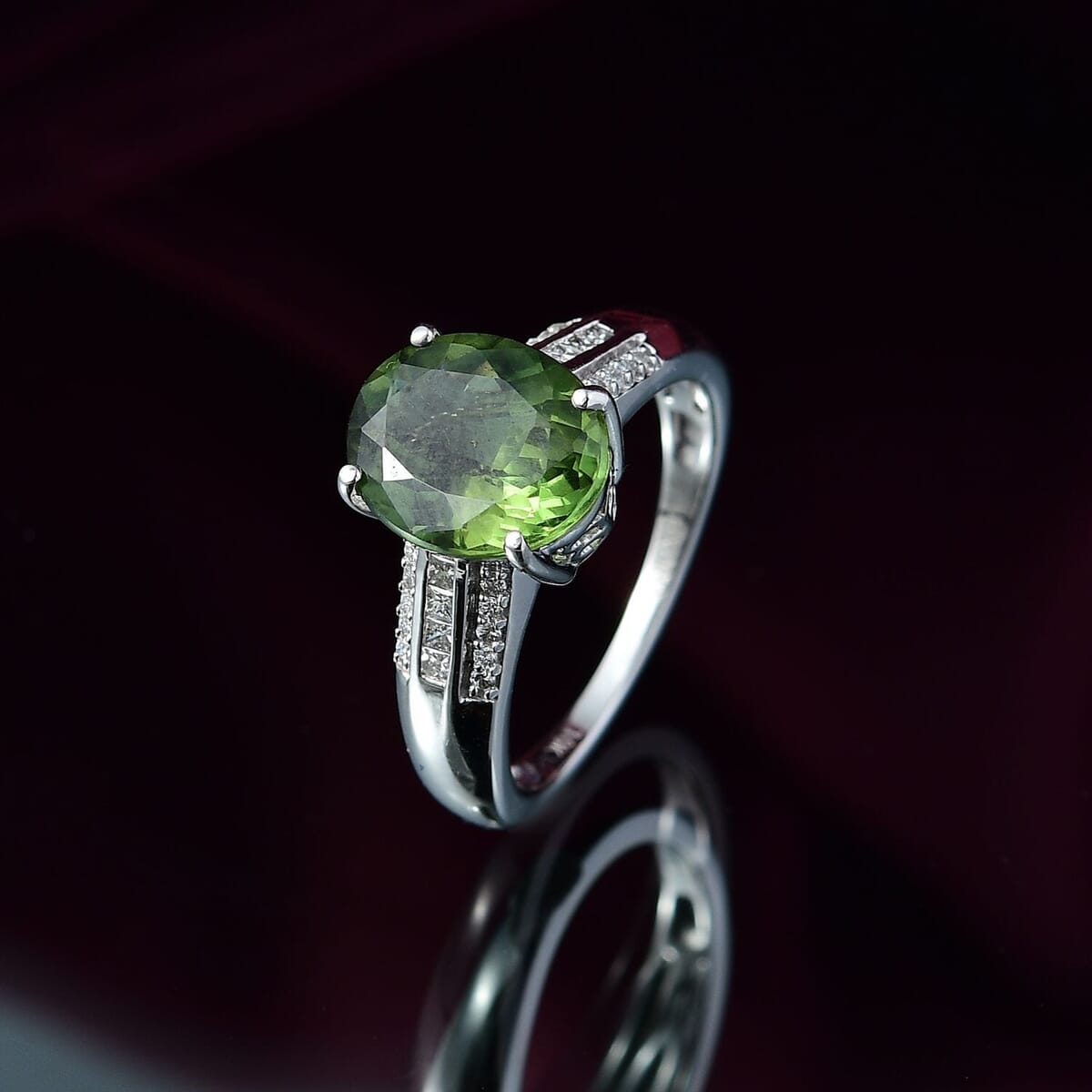 Luxoro 10K White Gold Premium Malagasy Pine Apatite, White Diamond (I2) (0.23 cts) Ring (Size 10.0) 3.75 ctw image number 1