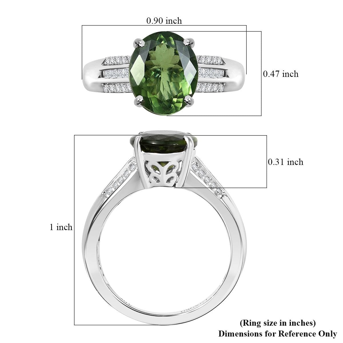 Luxoro 10K White Gold Premium Malagasy Pine Apatite, White Diamond (I2) (0.23 cts) Ring (Size 10.0) 3.75 ctw image number 5