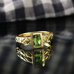 Peridot 0.91 ctw Ring in 14K YG Over Sterling Silver (Size 10)