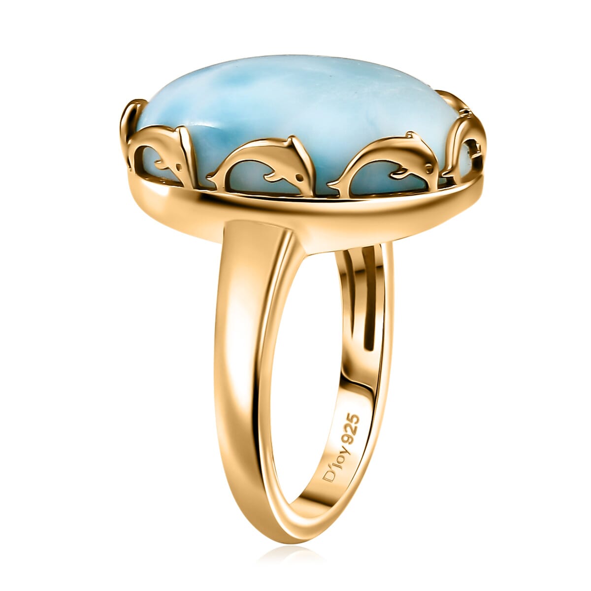 D’Joy Larimar 14 ctw Tidal Crown Dreams Ring in 18K Vermeil Yellow Gold Over Sterling Silver (Size 10.0) image number 3