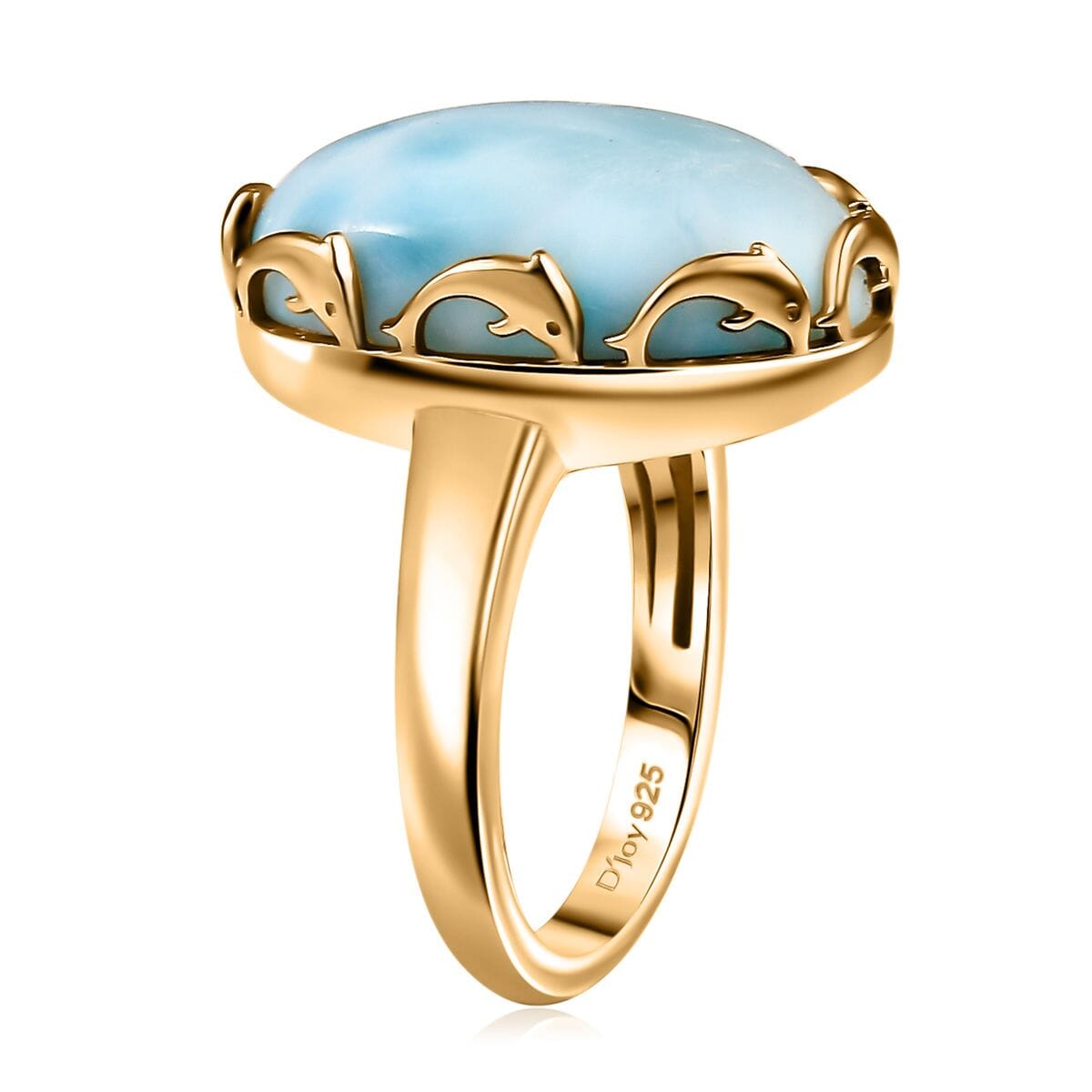 D’Joy Larimar 14 ctw Tidal Crown Dreams Ring in 18K Vermeil Yellow Gold Over Sterling Silver (Size 7.0) image number 3